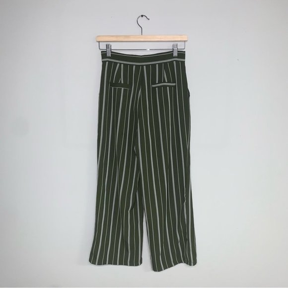 emory park Trousers Size Small Striped Green White Wide Leg Pants Lined NWOT - Picture 5 of 10